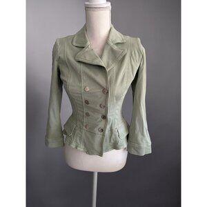 WHITE HOUSE BLACK MARKET green Military Buttoned Blazer Size 0